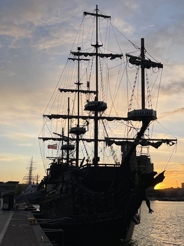 Evening maritime activity documented at Gdynia harbor, Poland