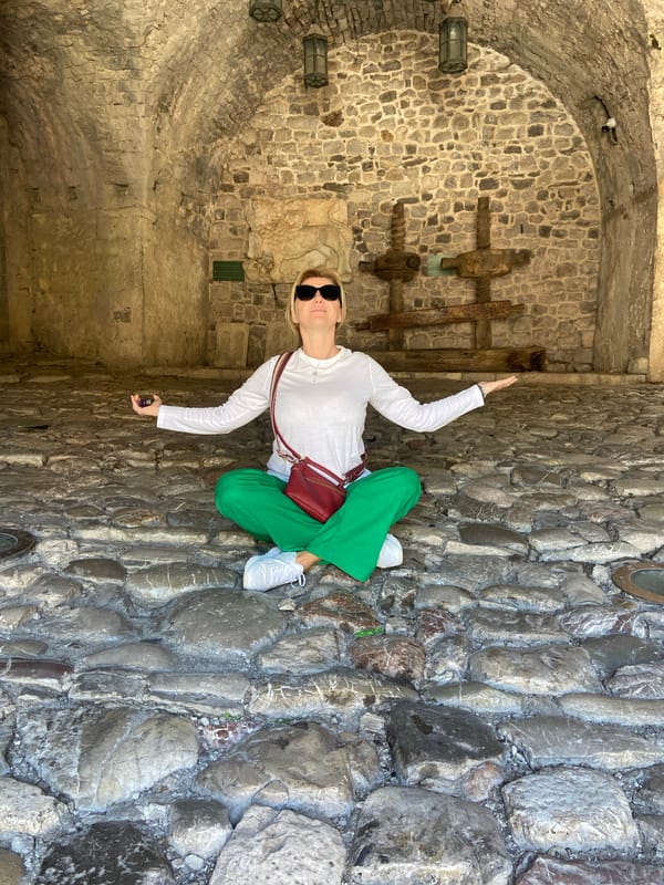 Tourist documents sunny visit to medieval Stari Bar ruins