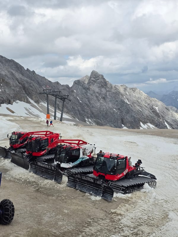 Up on the Zugspitze: summit views, snow groomers, and alpine terrain