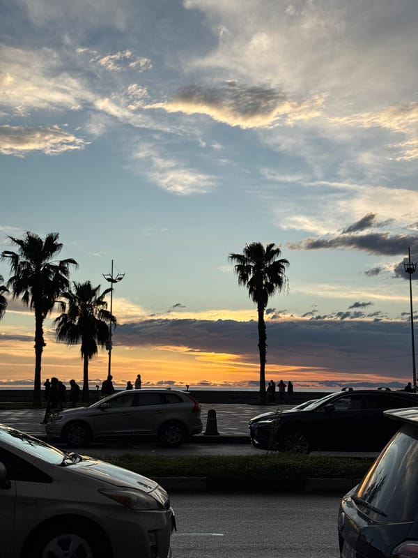 Sunset street scenes documented across Batumi, Georgia