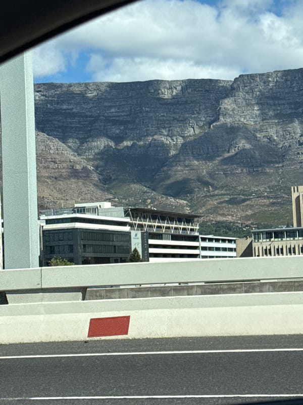 Table Mountain photographed with cloud cover in Cape Town