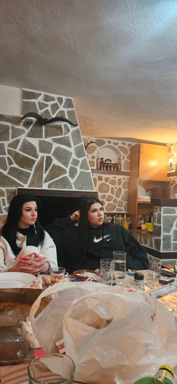 Late-night social gathering captured in Bansko, Bulgaria