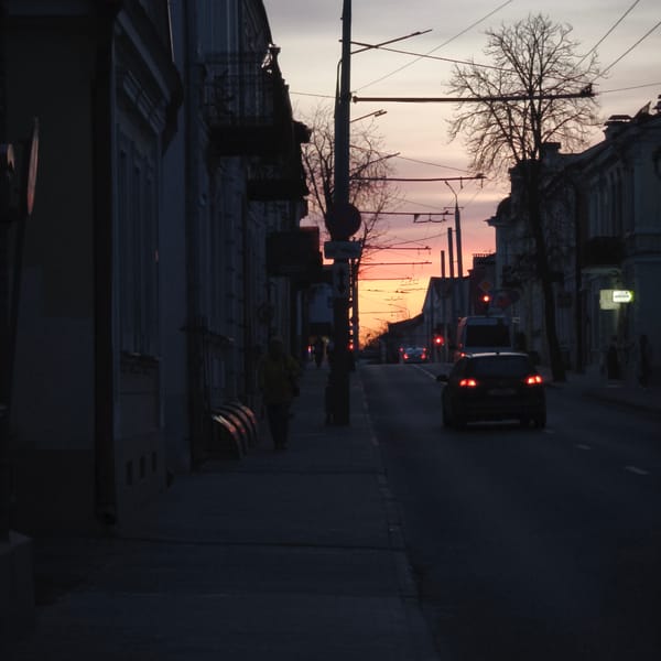 Evening scenes and objects documented in Hrodna, Belarus