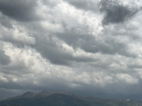 Cumulonimbus clouds observed over forested mountains near Berkovitsa, Bulgaria