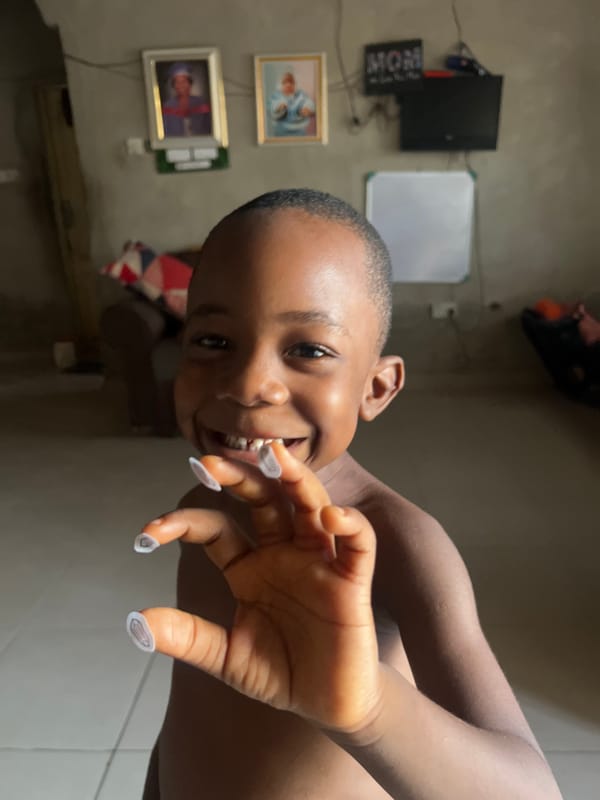 Daily life glimpses captured in Minna: child, dog, construction