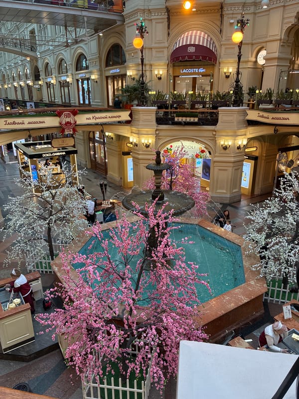 Interior view of GUM department store documented in Moscow
