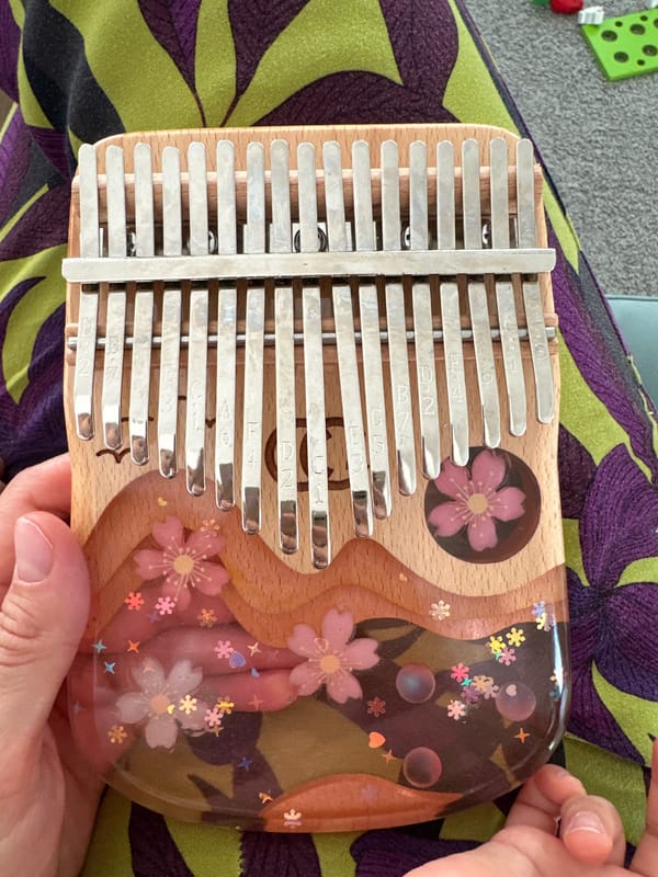 Decorated kalimbas on display in Vsevolozhsk, Russia