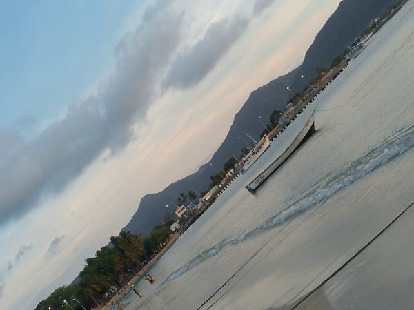 Sunset captured by witnesses at Juan Griego coastal harbor