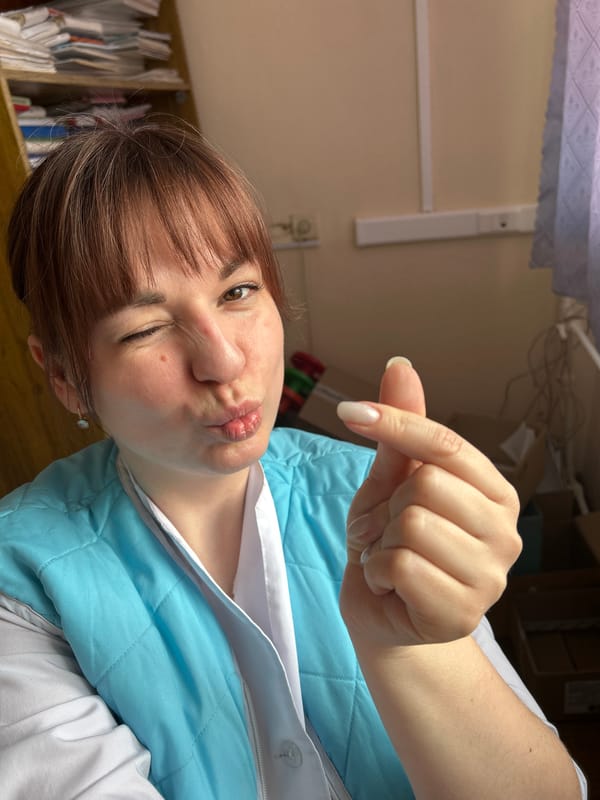 Medical worker takes selfies at healthcare facility in Russia