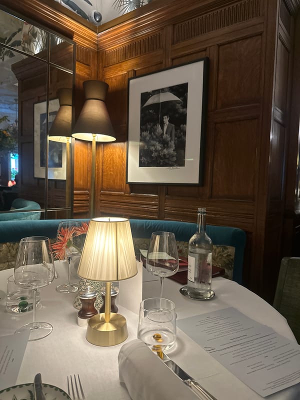 Dinner and drinks in a grand central London hotel