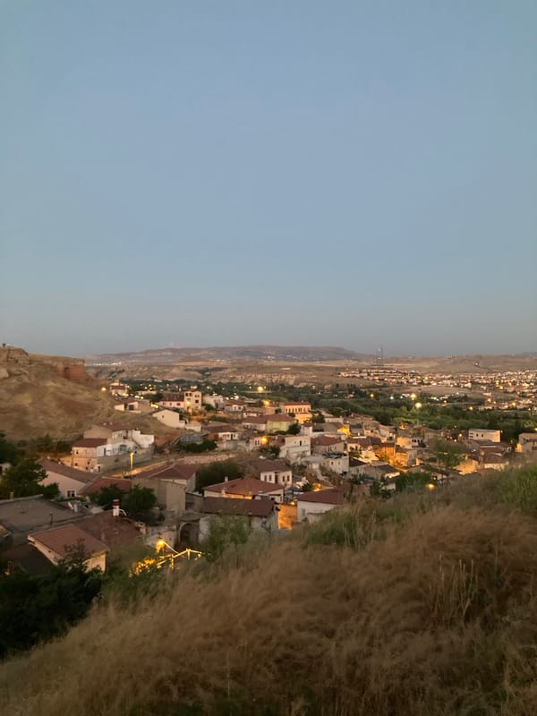 Dusk settles over Avanos, Turkey in three quiet scenes.