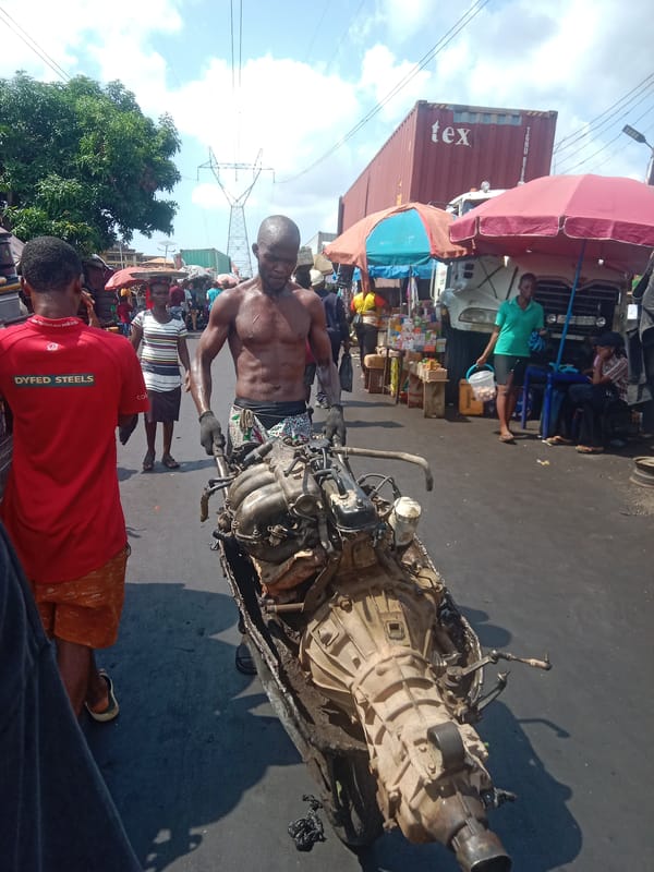 Onitsha street market bustles during midday commercial activity