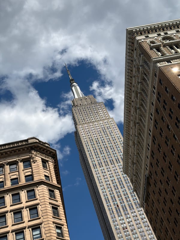 Coffee in hand, exploring the Empire State Building block