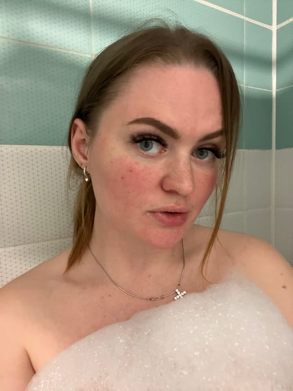 Person enjoys bubble bath in Sevastopol bathtub