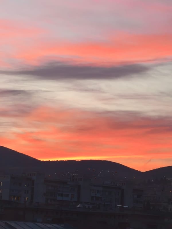 Colorful sunset observed over Stara Zagora, Bulgaria