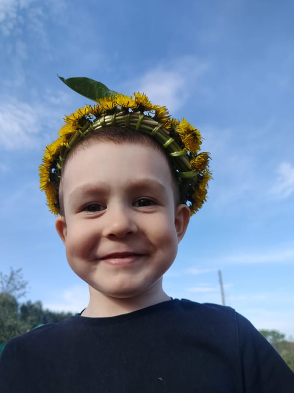 Child enjoys spring day in rural Russia