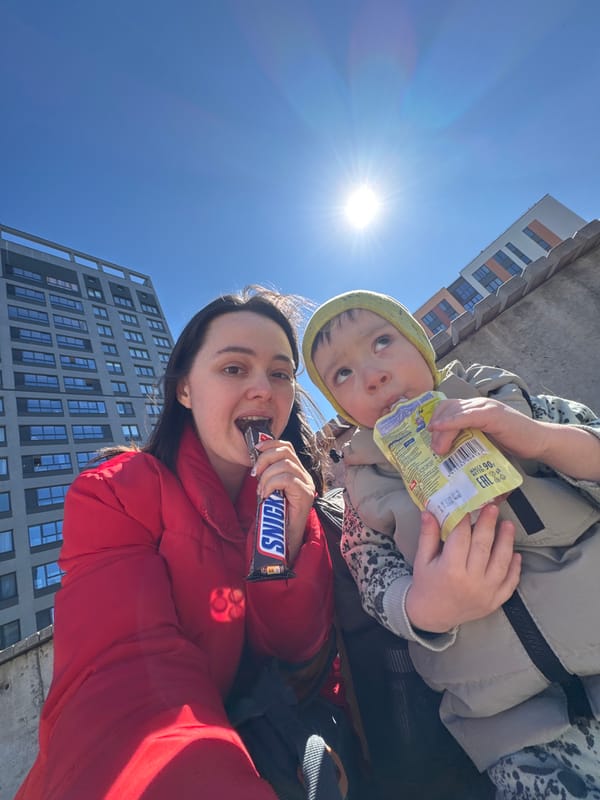 Woman, child share casual outdoor moment in Izhevsk
