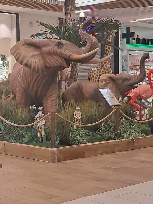 Animal sculpture exhibit spotted in Caen shopping mall