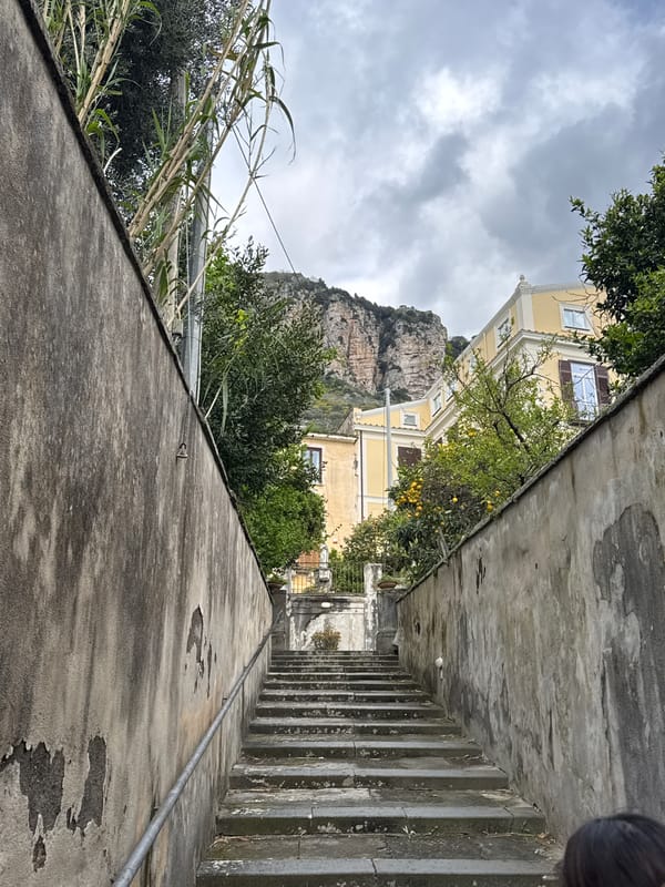 Steep concrete staircase documented in Meta, Italy