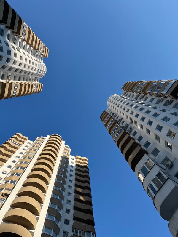 Afternoon around modern residential towers in Sochi, Russia