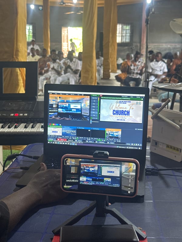 Church service with live streaming conducted in Nigeria