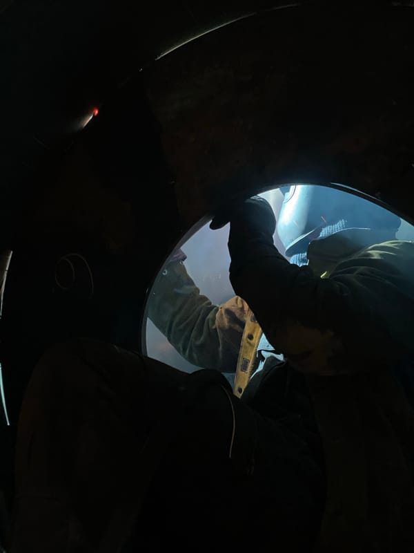 Industrial welding work conducted in cylindrical structure, Montenegro