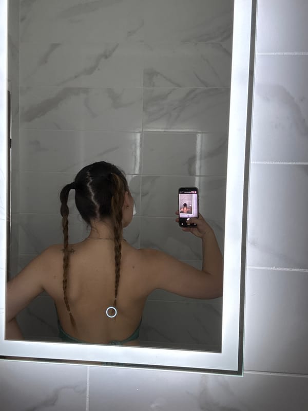 Woman takes bathroom selfies in Sofia Bulgaria