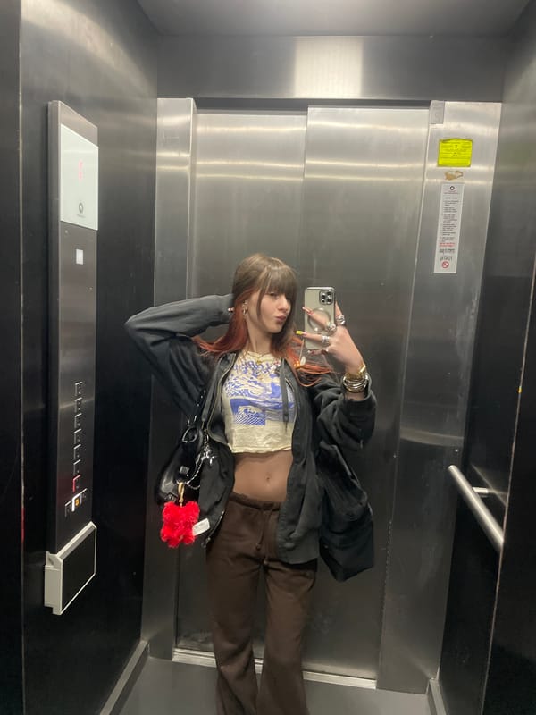 Woman takes elevator selfies in Raanana, Israel
