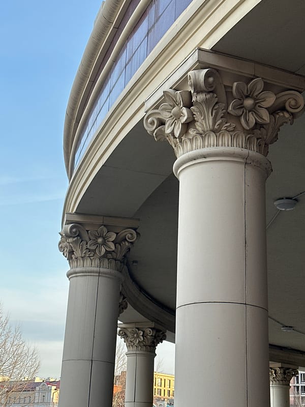 Tourist documents classical architecture details in Kazan, Russia