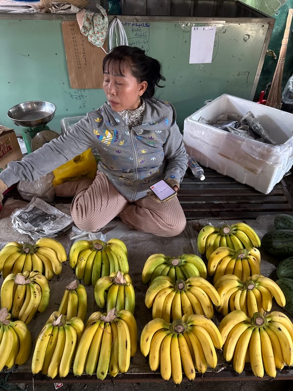 Morning street market hustle in Nha Trang, Vietnam