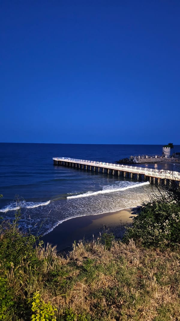 Varna's Black Sea waterfront settling into a summer evening