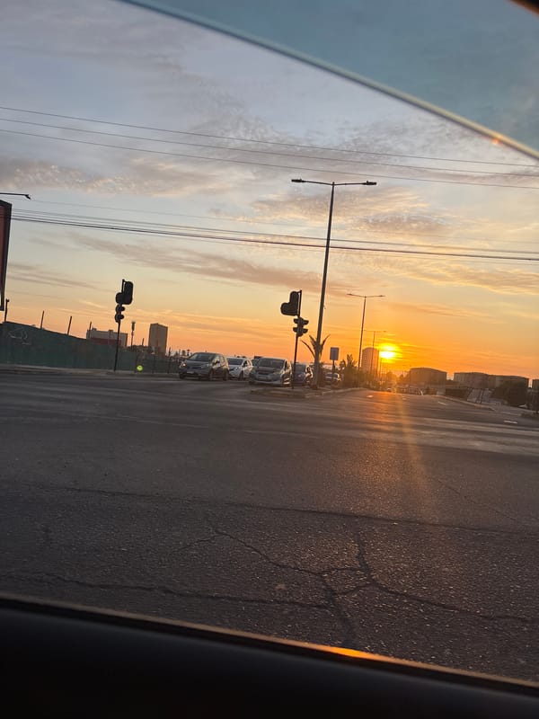 Sunset observed from vehicle in Arica, Chile