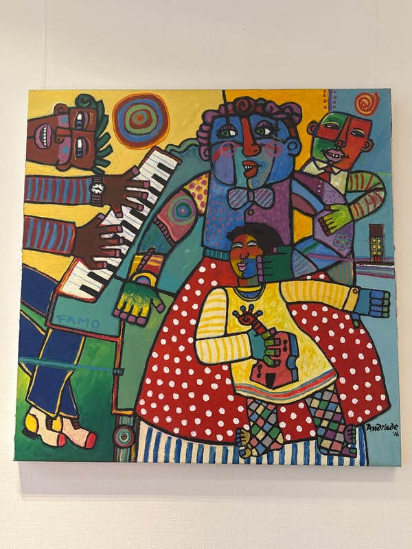 Abstract musical painting displayed in Munich studio space