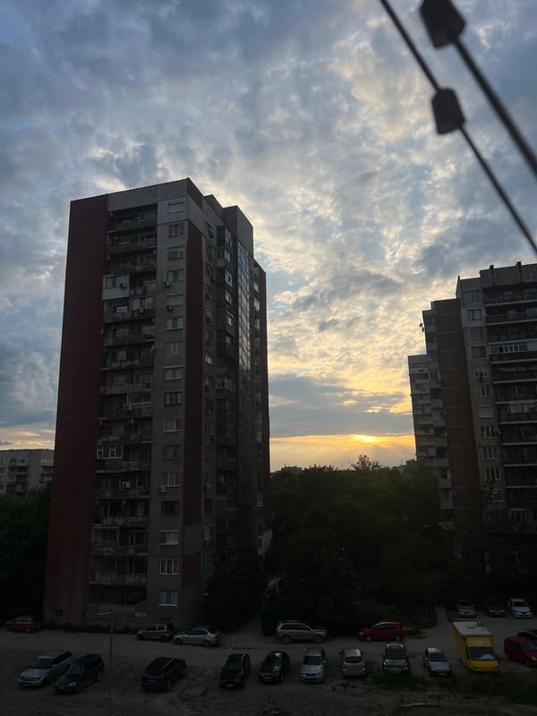 Urban view captured from high-rise overlooking apartment buildings