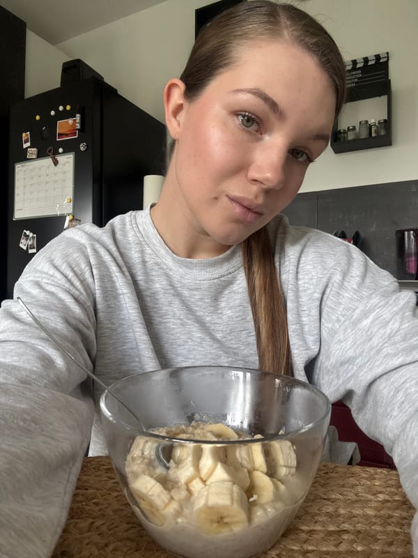 Woman's morning breakfast routine documented in Belgrade suburb