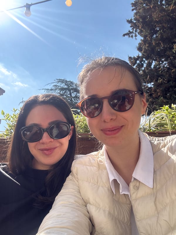 Morning scenes in Tbilisi: women selfie, dog rests