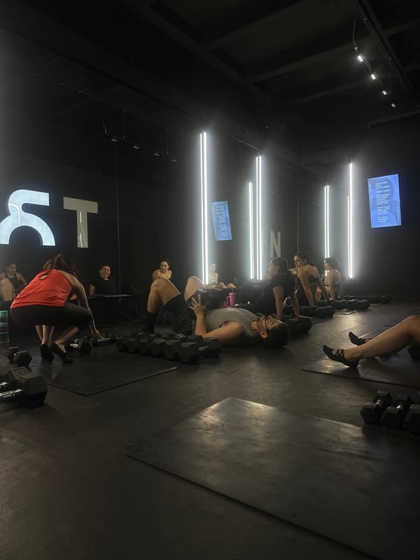 Fitness class in session at Puebla gym