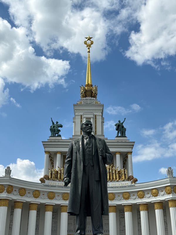 Spring blooms and Lenin statue captured at Moscow's VDNKh
