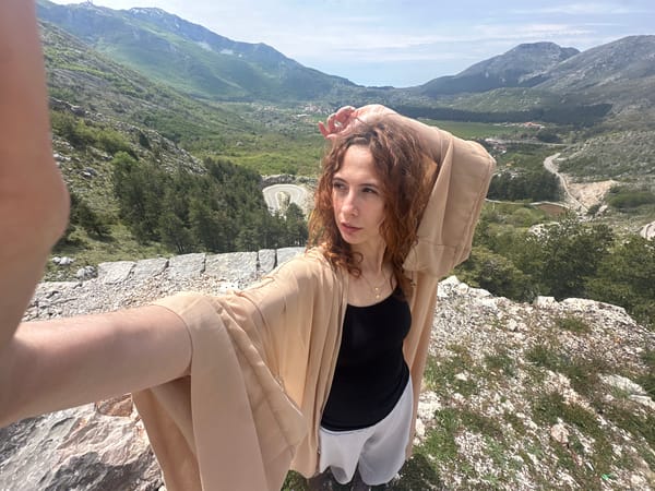 Person observed in mountainous Bukovica landscape, Montenegro