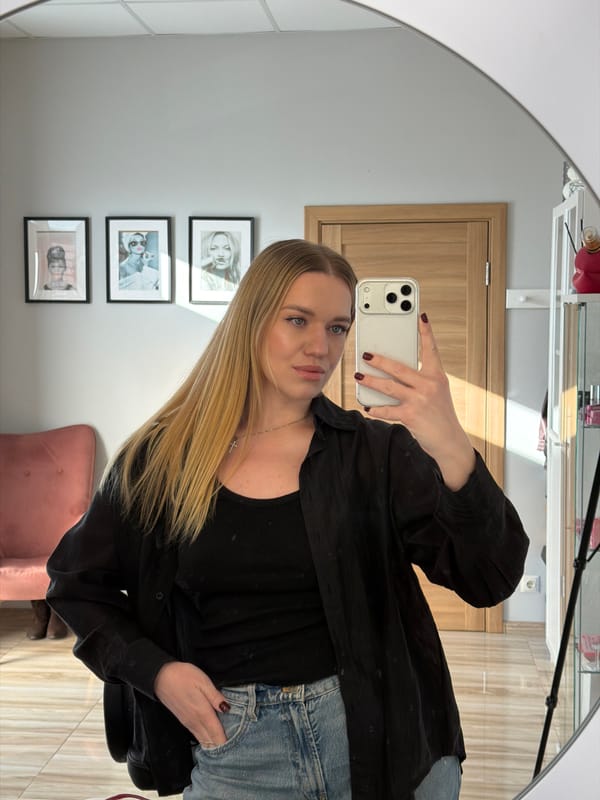 Woman documents morning routine in indoor Riga locations