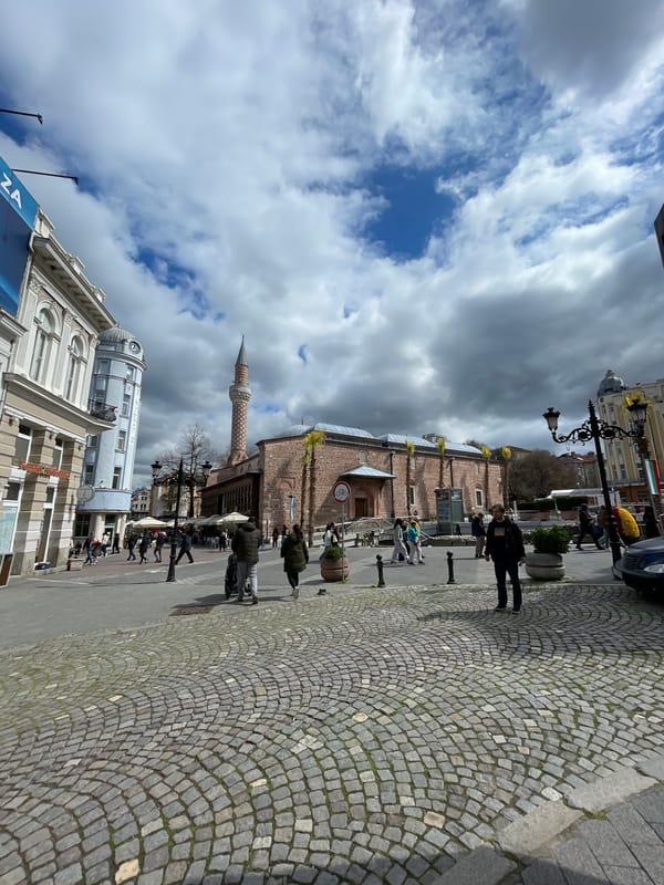 Morning scenes from historic Plovdiv center and dining venues