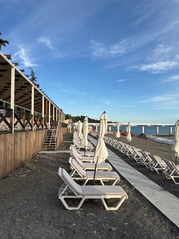 Quiet afternoon on Sochi's Black Sea pebble beach