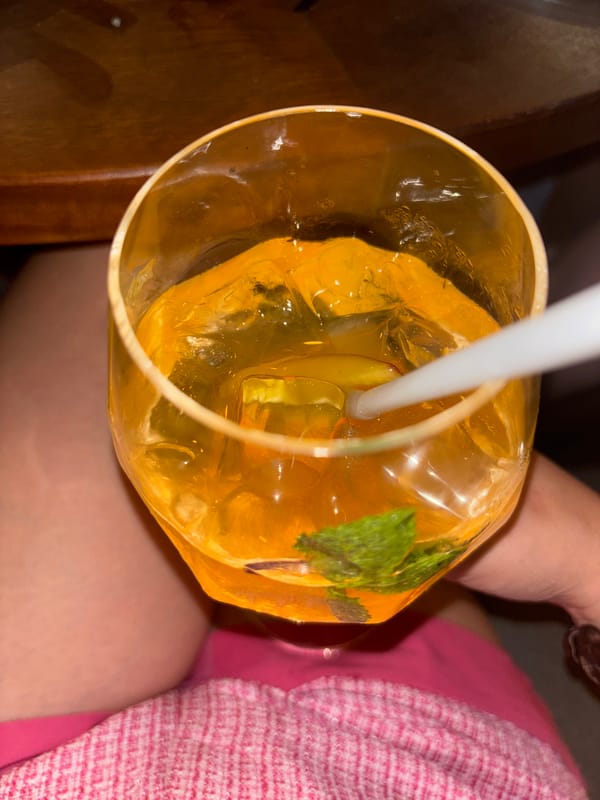 Evening drinks and dinner at a lit garden restaurant in Plovdiv