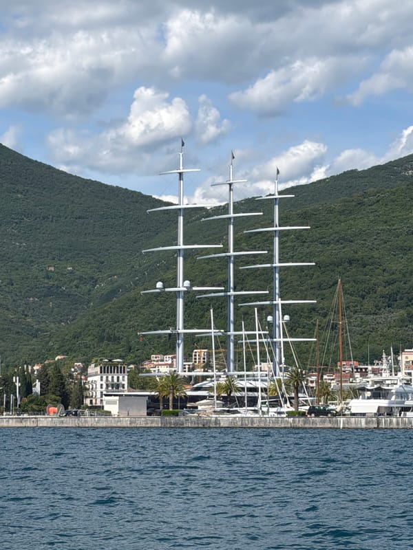Marina views with luxury vessels in Tivat Bay
