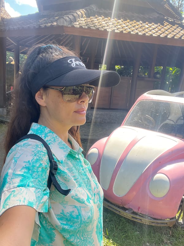 Outdoor sculpture park in Denpasar with recycled art and Balinese décor