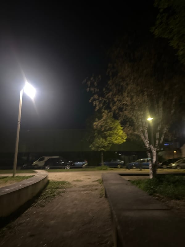 Quiet nighttime street scene documented in Strasbourg
