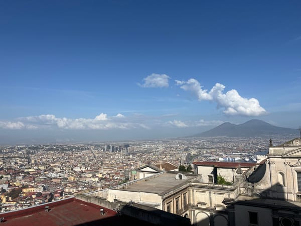 Sunny afternoon views of Naples captured with Vesuvius backdrop