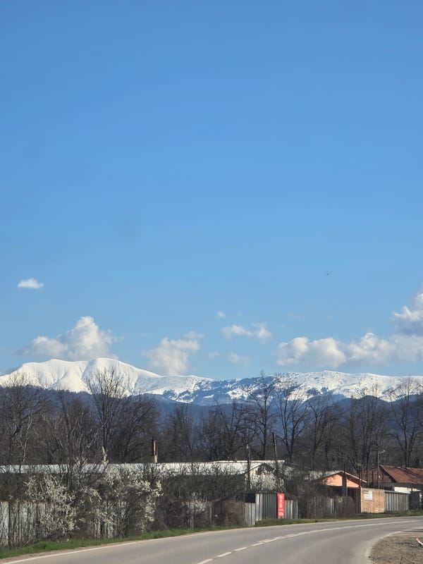 Spring road scene documented in Dobrodan, Bulgaria