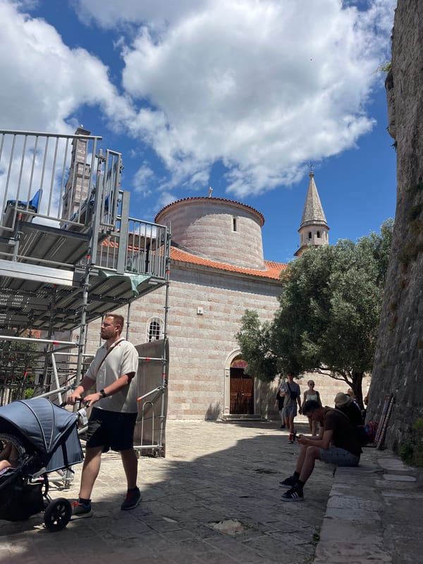 Flutist performs informal session in Montenegro's historic Budva Old Town