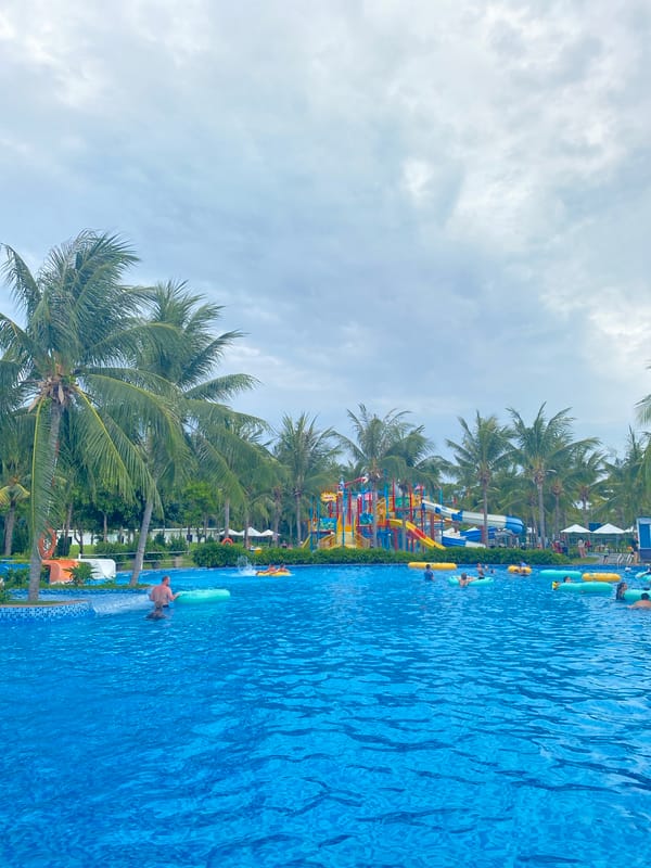 Swimming pool activity observed at Cam Lam water park